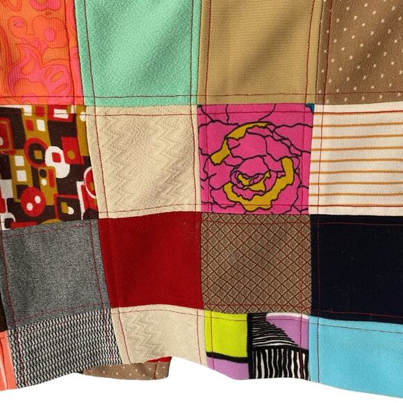 Vintage 70s Handmade Groovy Polyester Patchwork Blazer Jacket Petite XS size 0 - Picture 7 of 10